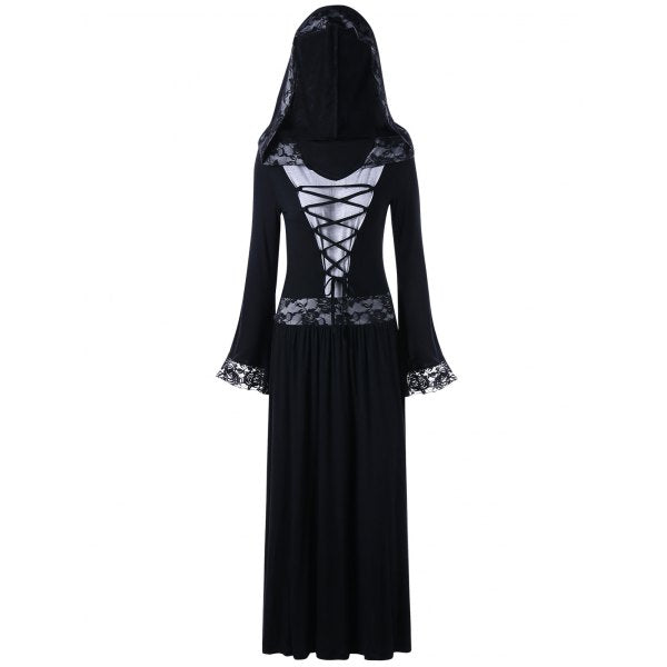 Lace Up Hooded Gothic Dress