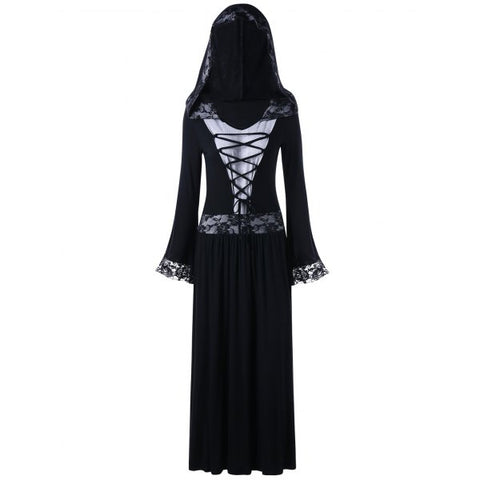 Lace Up Hooded Gothic Dress