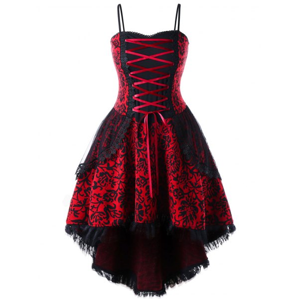 Plus Size Lace Up Dip Hem Corset Dress