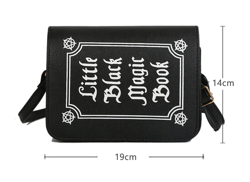 Little Black Magic Book Letter Print Shoulder Purse