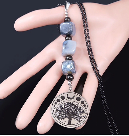 Moon Tree Of Life Stainless Steel Necklace