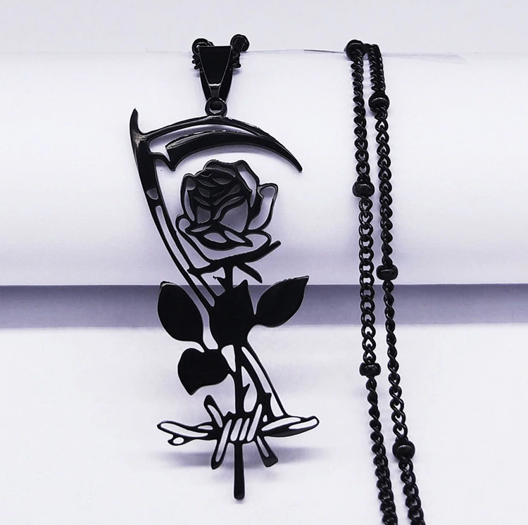 The Dark Rose  Stainless Steel Necklace