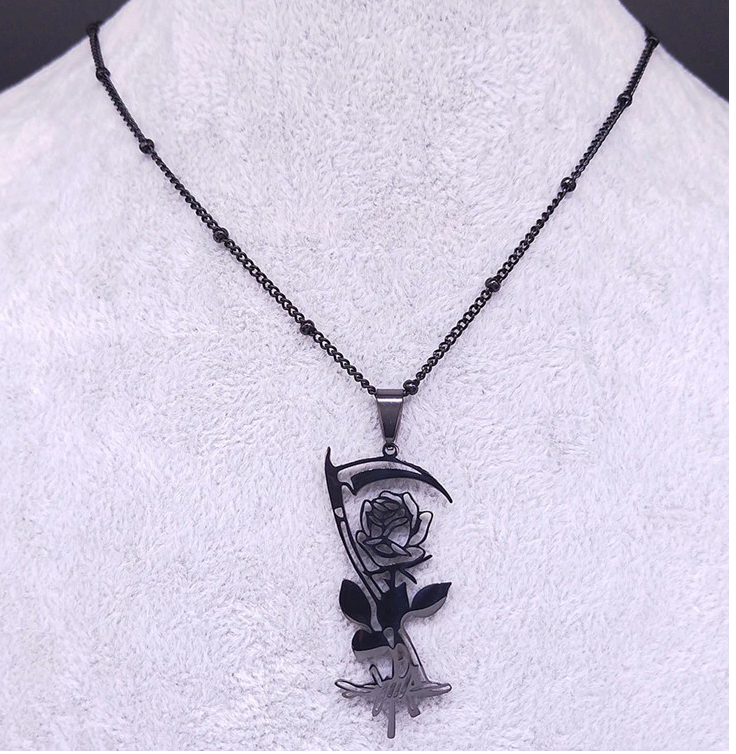 The Dark Rose  Stainless Steel Necklace