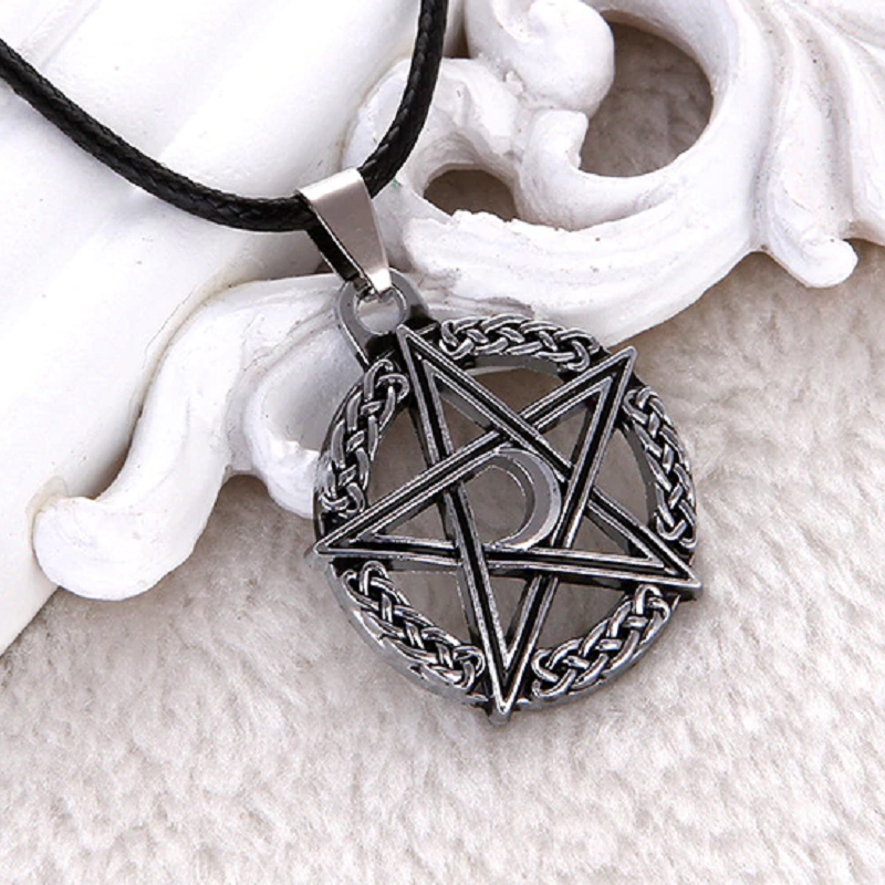 Pentagram Moon Pendant Necklace