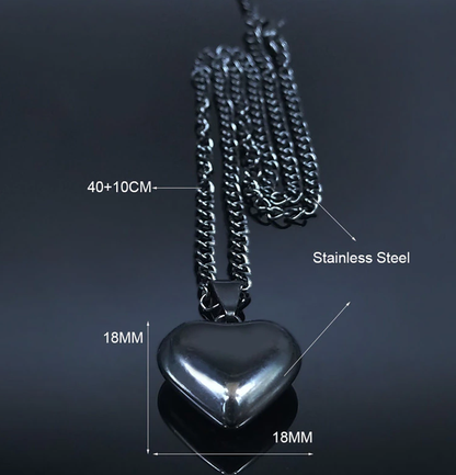 The Black Heart Stainless Steel Necklace