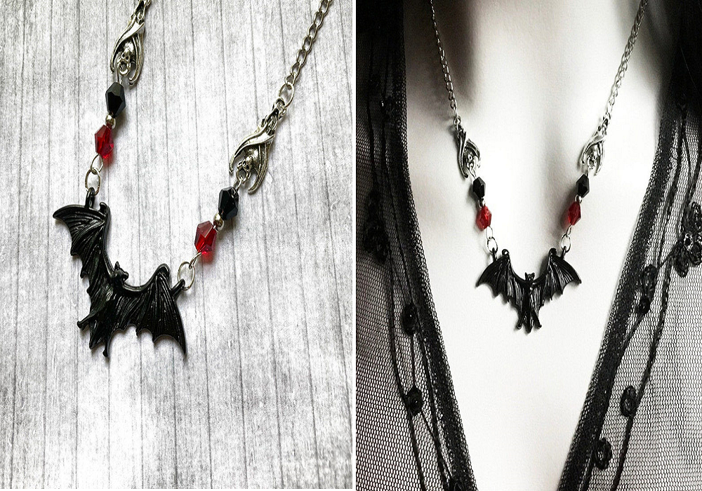 THE BLACK BAT PENDANT NECKLACE