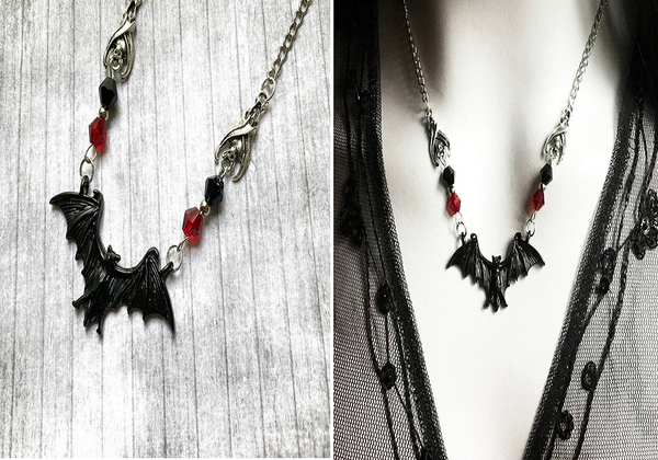THE BLACK BAT PENDANT NECKLACE