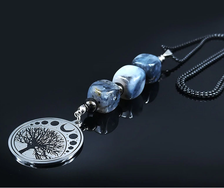 Moon Tree Of Life Stainless Steel Necklace