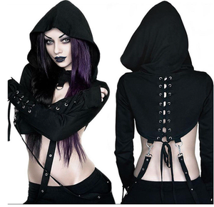 Gothic Style Long Sleeve Crop Top
