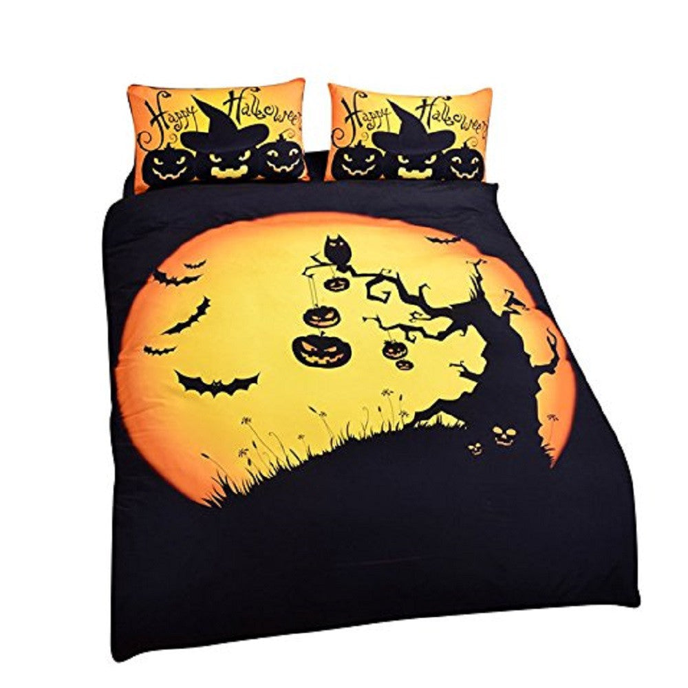 Halloween 3D Duvet Pumpkin & Bat Bedding Set