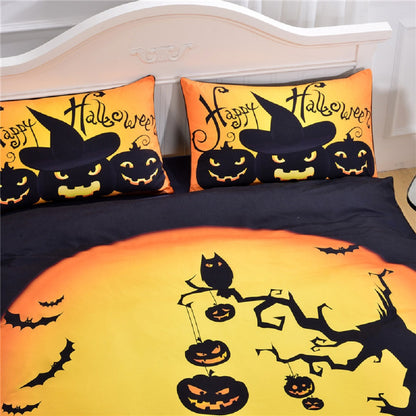 Halloween 3D Duvet Pumpkin & Bat Bedding Set
