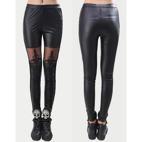 One Size Black Punk Gothic Hollow Lace Fashion Women Leggings