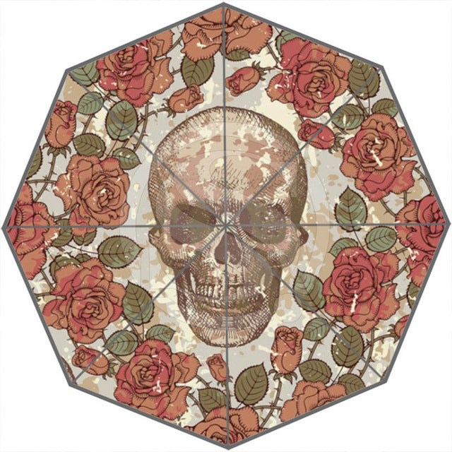Foldable Sun And Rain Decorative Skull Umbrellas