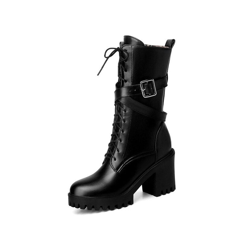 Gothic Style Ankle Lace Up Heel Boots