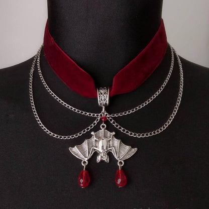 Red Bat Velvet Choker Necklace