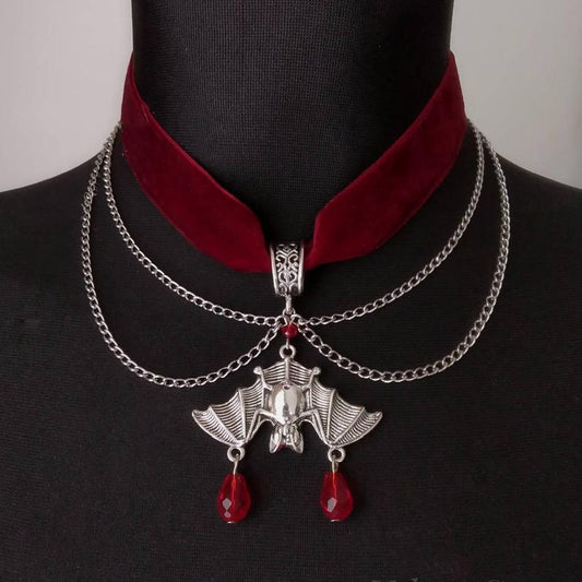 Red Bat Velvet Choker Necklace