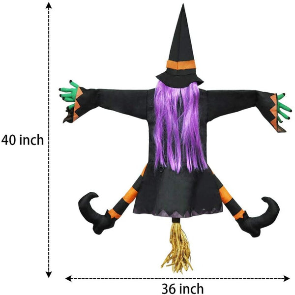 40" Crashing Witch Into Tree Halloween Decoration Sign