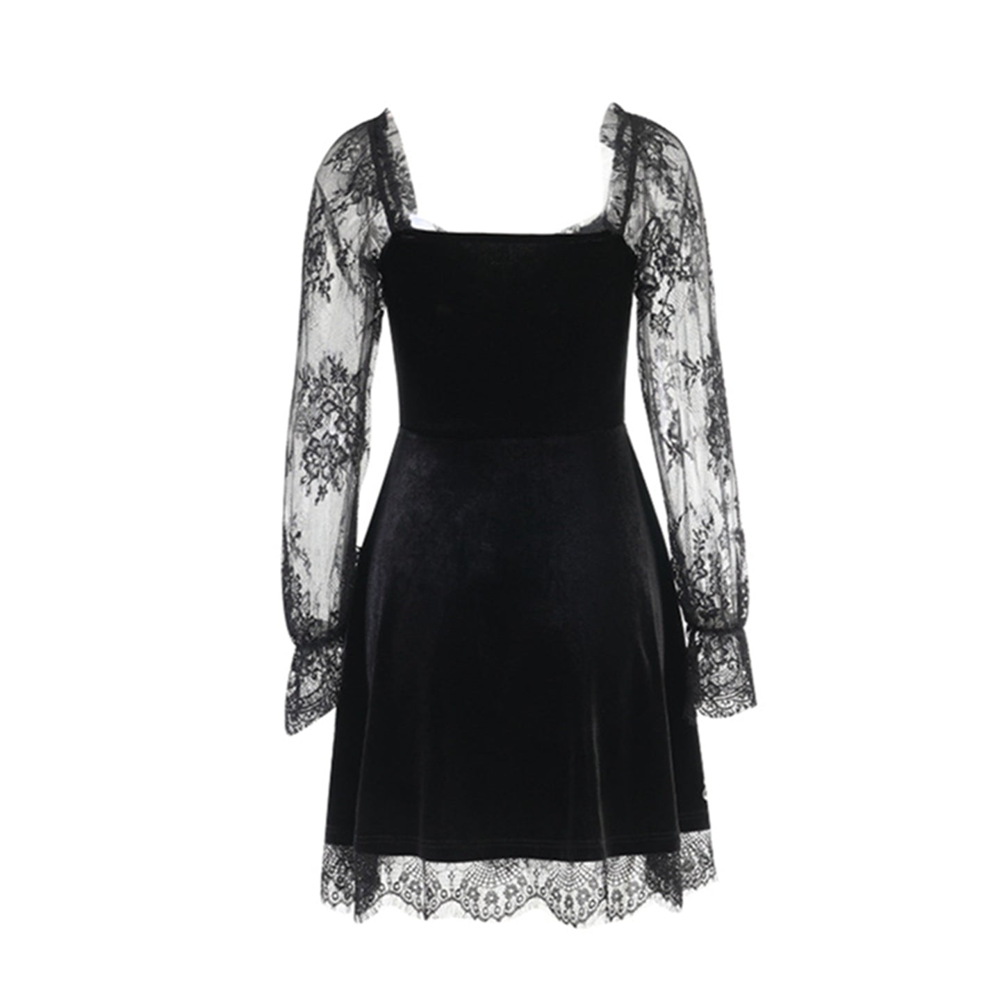 Lace Velvet A-Line Gothic Style Dress