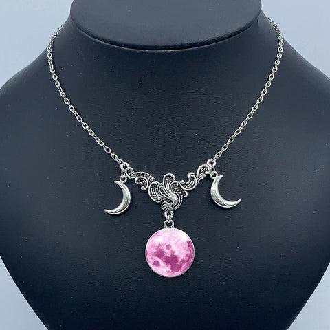 Triple Moon Crescent Necklace