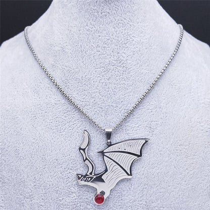 Gothic Bat Stainless Steel Necklace