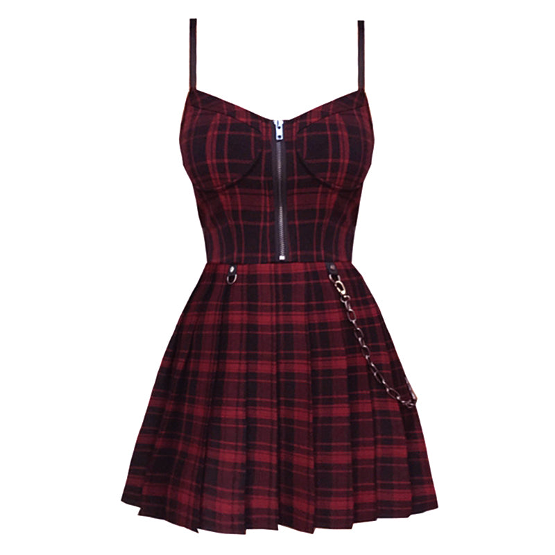 Gothic Plaid Mini Dress