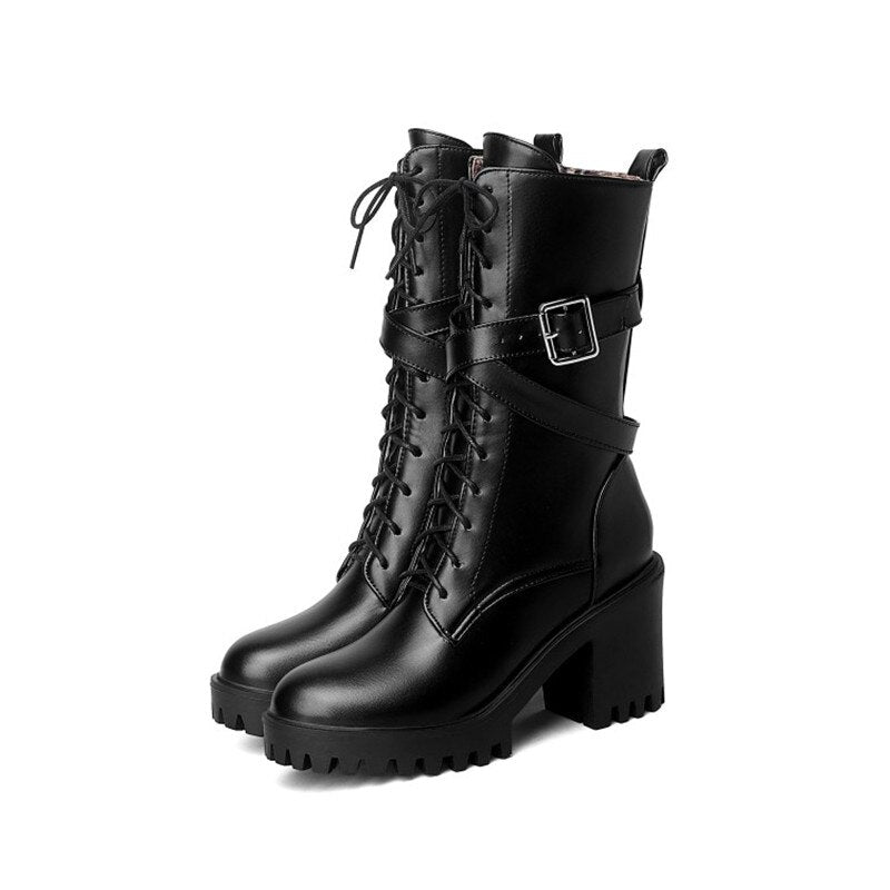 Gothic Style Ankle Lace Up Heel Boots