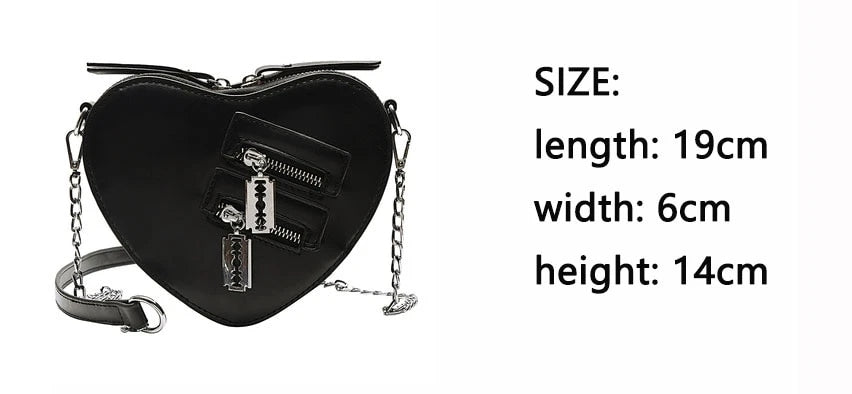 Gothic Style Heart Shaped Chain Wallet Bag