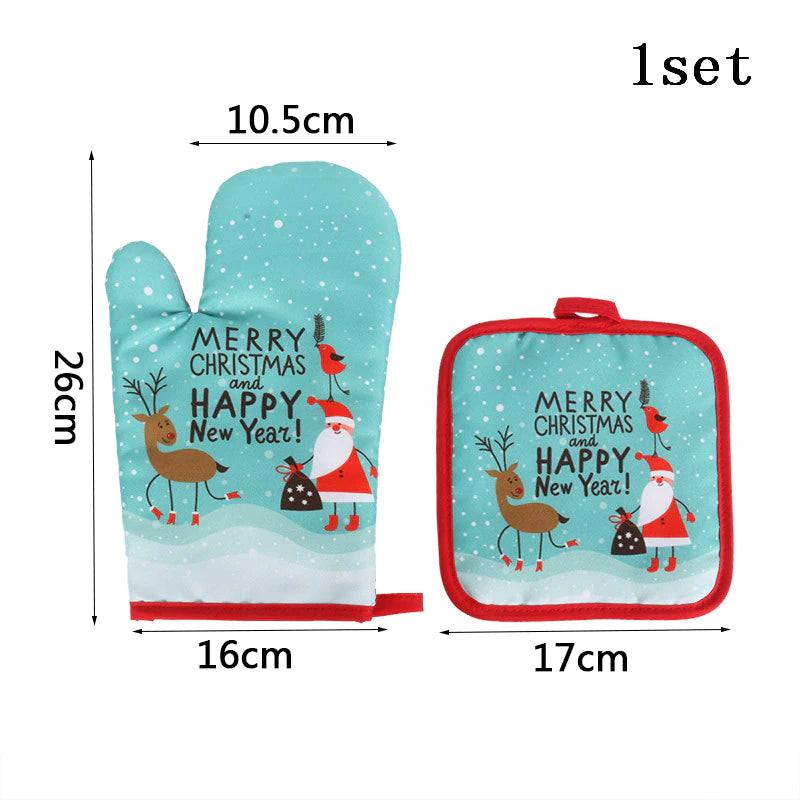 2pc Kitchen Oven Mitts Christmas Set