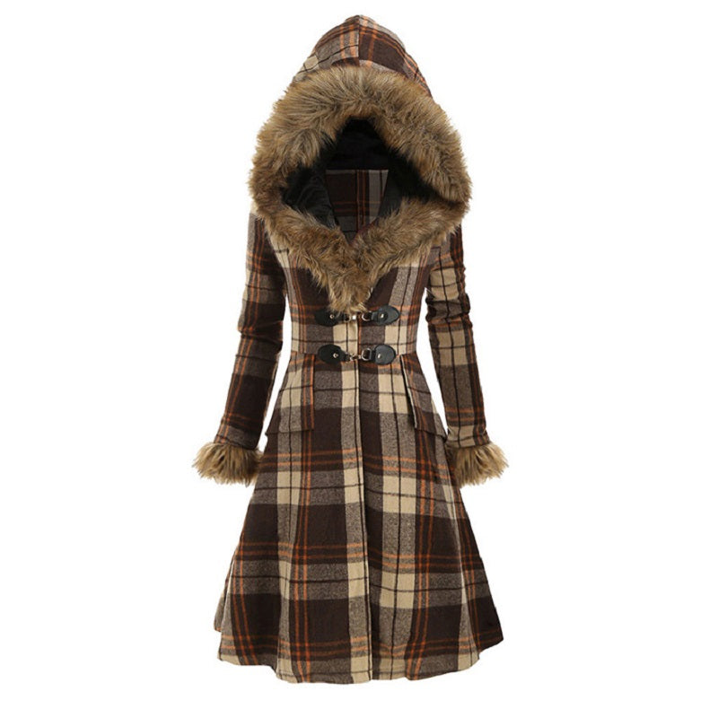 Faux Fur Plaid Gothic Style Jacket
