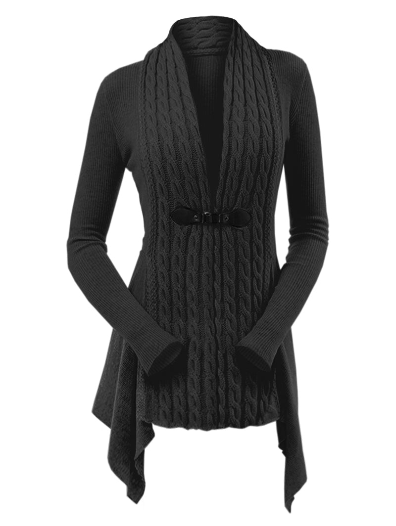 Asymmetrical Long Black Cardigan
