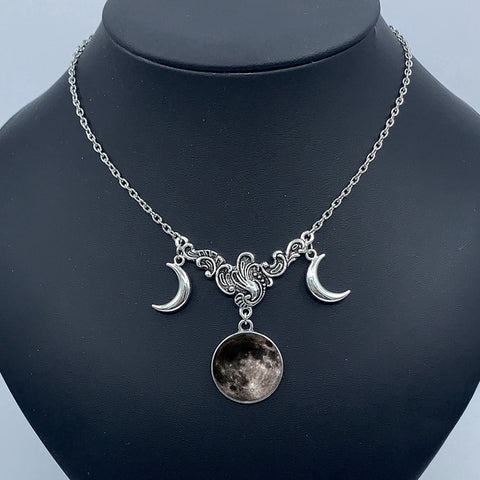 Triple Moon Crescent Necklace