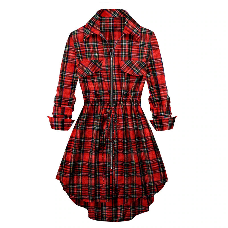 Plaid Long Sleeve Gothic Style Dress