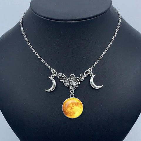 Triple Moon Crescent Necklace