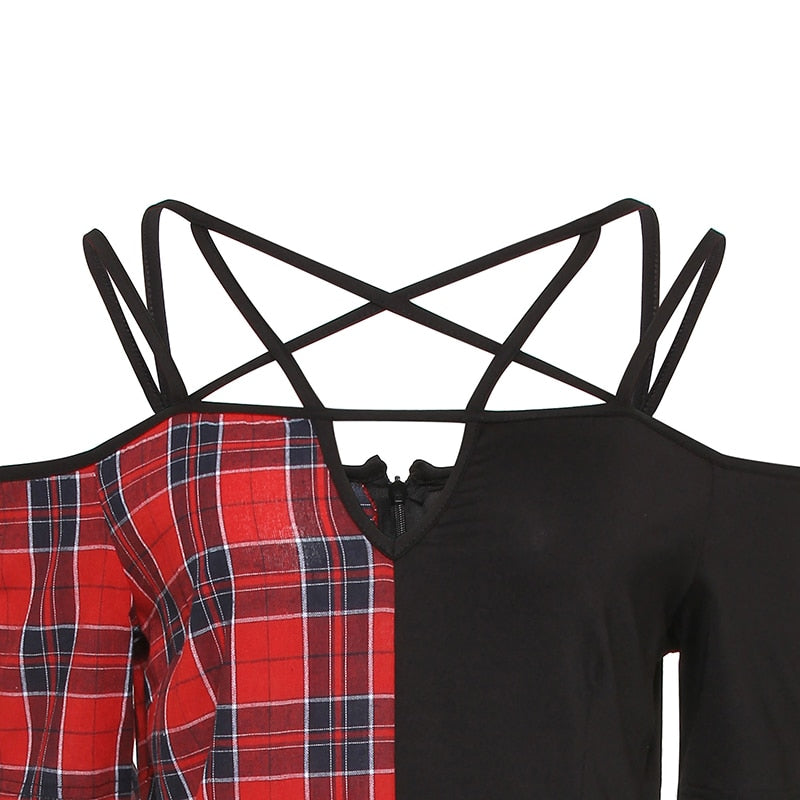 Plaid Patchwork Gothic Mini Dress