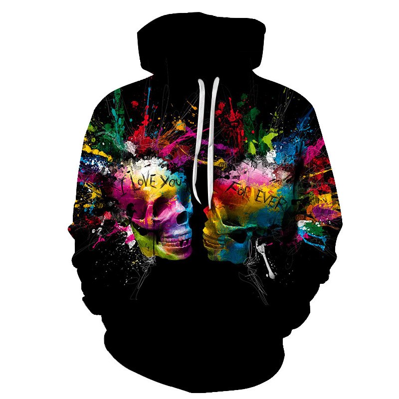 Skull Love 3D Print Hooded Sweatshirt