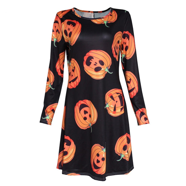 Halloween Pumpkin Printed Dress