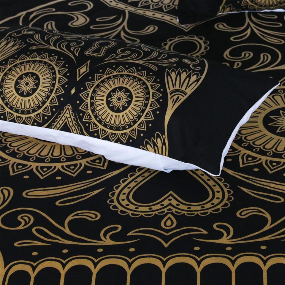 Dark Blue Mandala Golden Skull Bedding