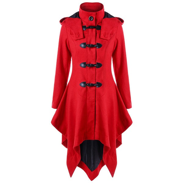 Vestlinda Red  Asymmetric Trench Coat