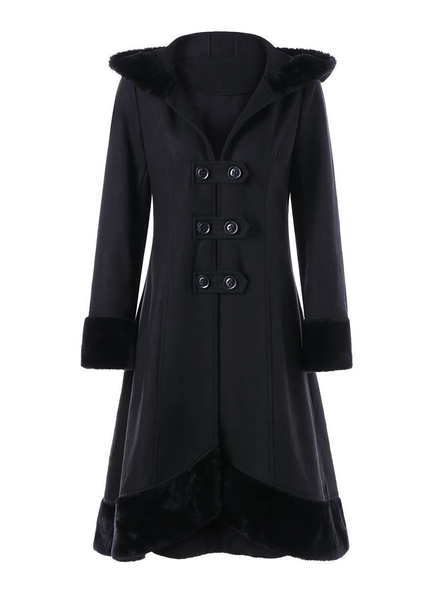 Gothic Black Hooded Lace Up Jacket