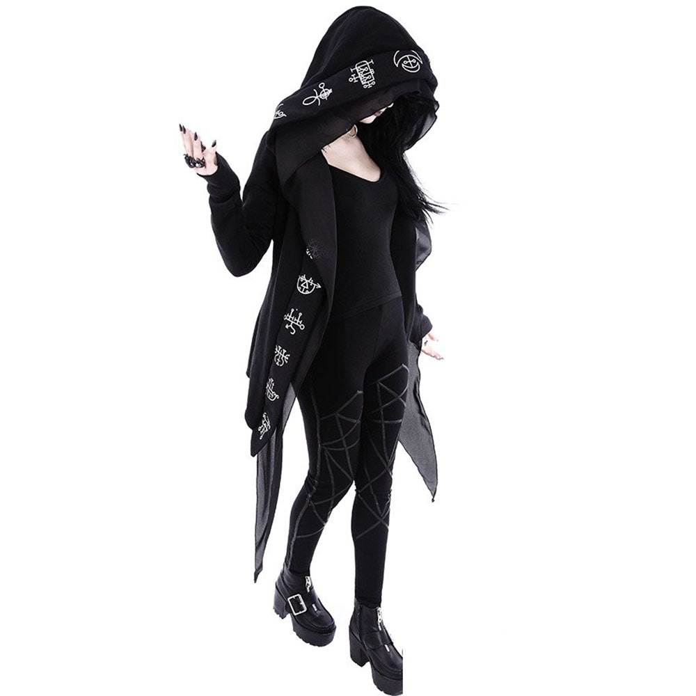 Oversized Drawstring Gothic Hoodie