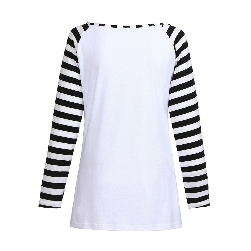 Womens Long Sleeve Striped Halloween Blouse