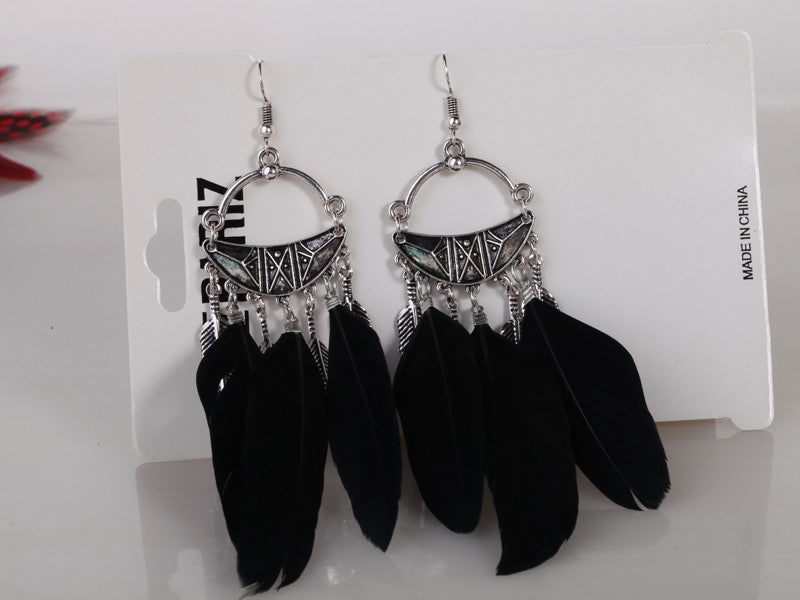 Black Feather Designer Fashion Earrings