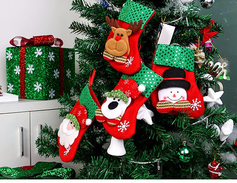 4pcs Cartoon Christmas Tree Socks Hanging Ornaments