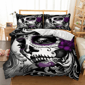 Gothic Skull Woman Flower Bedding Set