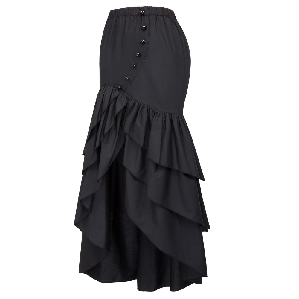 Black Mermaid Fishtail Long Corset Steampunk Gothic Skirt