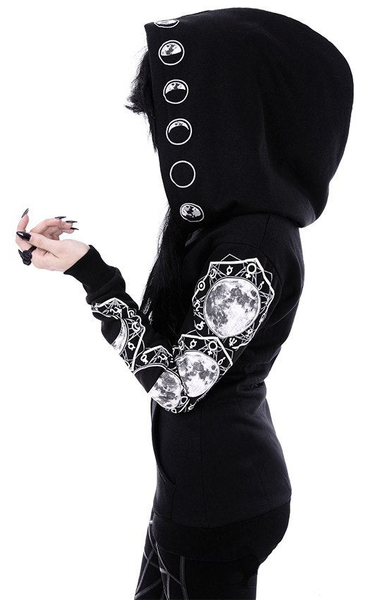 Moon Phases Long Sleeve Hooded Sweatshirt