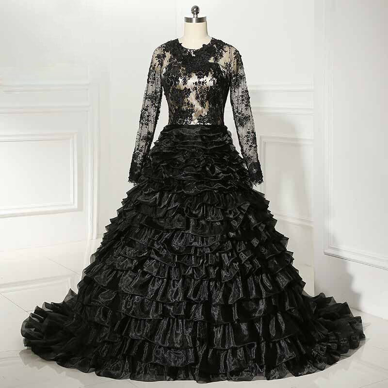Black Lace Gothic Wedding Gown