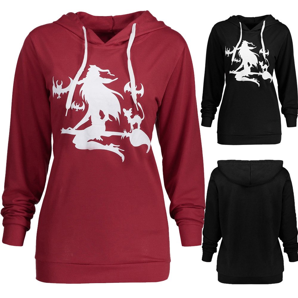 Witch Print Halloween Hoodie Sweatshirt