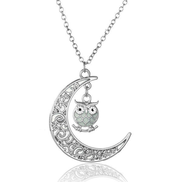 Glow in the Dark Moon & Owl Necklace