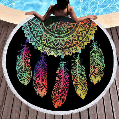 Mandala Dreamcatcher 150cm Round Beach Towel